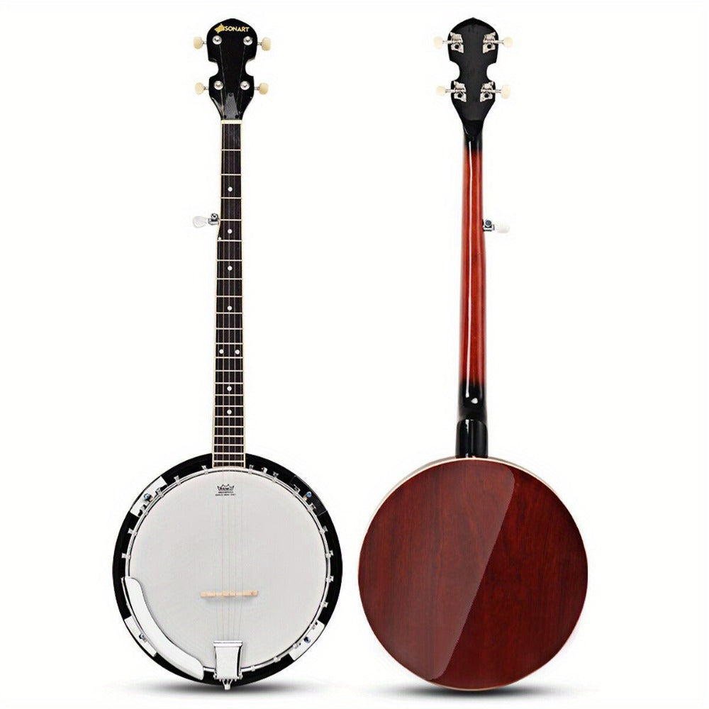 5-String Closed-Back Banjo, 24-Bracket Beginner Instrument with Case
