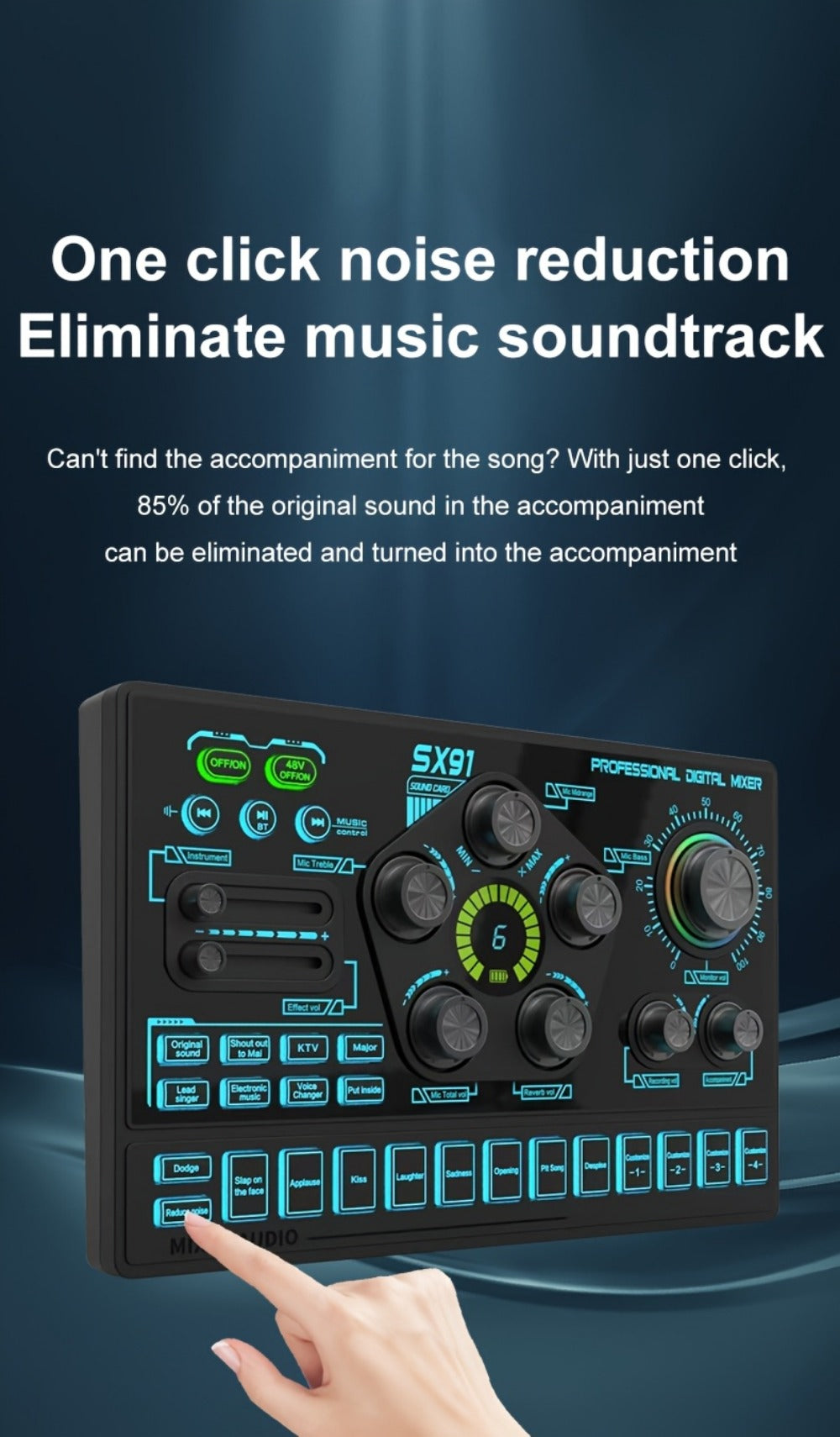 Audio Mixer, RGB, USB, Professional, Console for Live Sound for Home Practice, Rehearsal