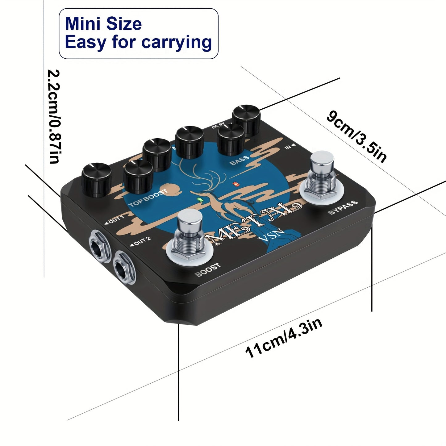 Heavy Metal Distortion Guitar Pedal, Realize The Sounds Of Metal, Rock And Punk, Muff Top Boost Distortion Guitar Effect Pedal With 80s Or 90s Metal Sounds And Earphone Useable Output Ture Bypass, Note That The Power Supply Is Not Included.