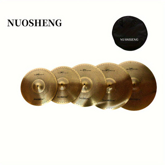 Drum Set Jazz Drum Mute Cymbals, Volume Reducing, Noise-Free, Silent, Sound Dampening, 5pcs Set (14", 14", 16", 18", 20") with Bag
