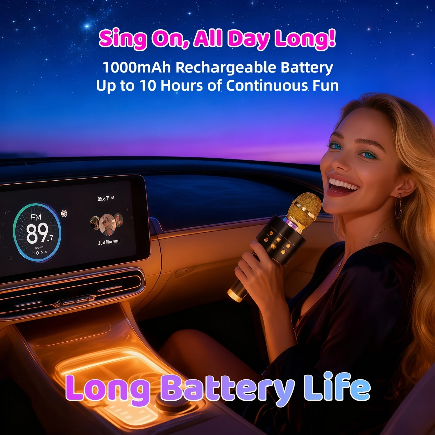 Limited Time Deal: $10, Limited to 50 Units. Wireless Karaoke Microphone - Fun Voice Changer Mic with LED Lights, Portable Speaker & Home Karaoke Machine for Singing, Summer Parties, Outdoor Fun, Car & Camping - Powerful Stereo Sound, Birthday Gift
