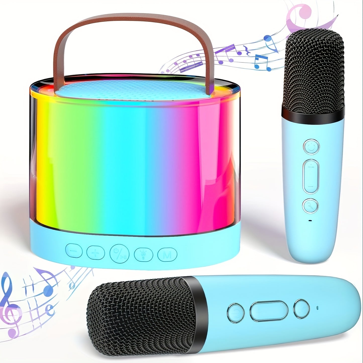 Mini Karaoke Machine, A Popular Birthday Gift In 2025, Portable Wireless Speaker, Equipped With 2 Wireless Microphones, Premium Songs, Dazzling Lights, Family Gatherings, Holiday Gift.