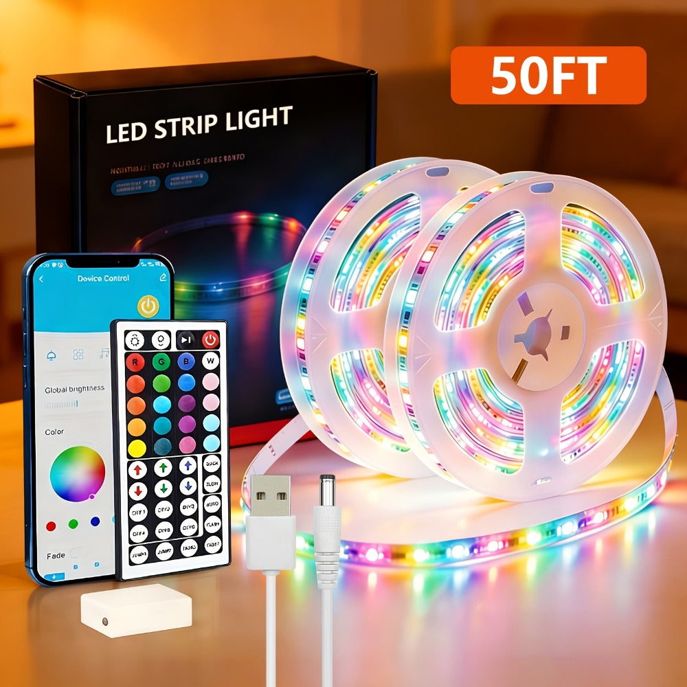 Smart LED Light Strip, 50/100-Foot RGB Set with App, Timer and Music Sync