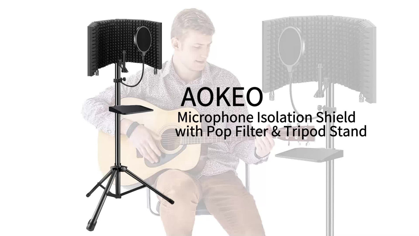 Microphone Isolation Shield, Foldable for Reducing Nearby Room Reflections Around A