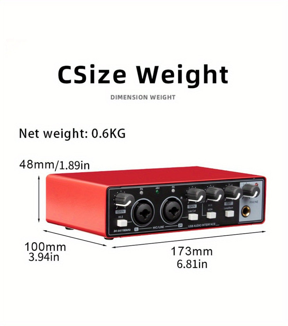 2-Channel USB Audio Interface, 24-Bit/192kHz with 48V Phantom Power