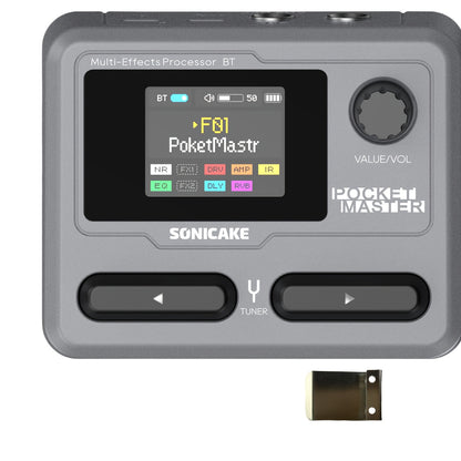SONICAKE Pocket Master Guitar Modeling IR Cabinets Simulation Multi-Effects(English Version with 1pc Belt Clip)