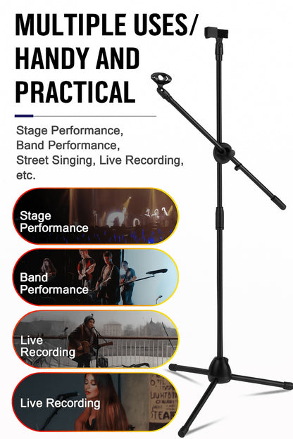 Adjustable Tripod Microphone Boom Stand for Studio, Podcast and Stage