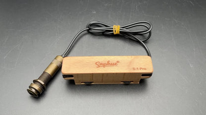 Saphue S1-Pro Professional Acoustic Guitar Pickup with Volume/Tone Control - Beech Wood Soundhole Magnet, Alnico V Magnet, 6.35mm Jack Output, Passive Sound System for Piezoelectric-like Performance, Compatible with Acoustic Guitars (No /Electronics