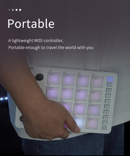 Professional-Grade Wireless Wireless MIDI Controller And Multi-Effects Processor M-VAVE Portable MIDI Pad Controller with 16 Drum Pads And 8 Knobs, Usb-Powered And Rechargeable, Programmable Keyboard for Music Creation SMC-PAD