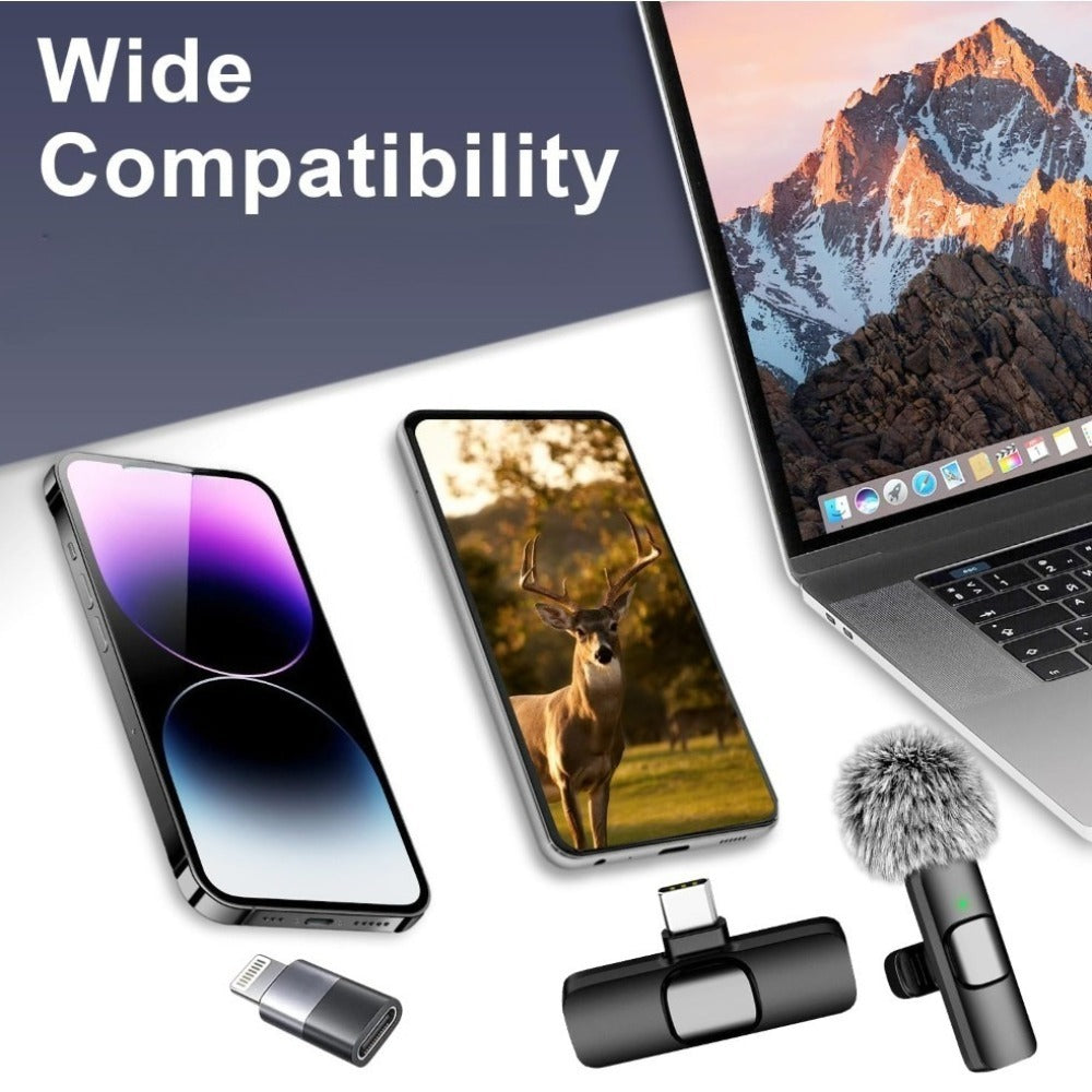 Recording Microphone, Wireless, Bluetooth, 2pcs, Lavalier for Recording and Streaming