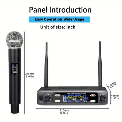 Recording Microphone, Wireless, 6.35mm, Dual, Channel for Recording and Streaming