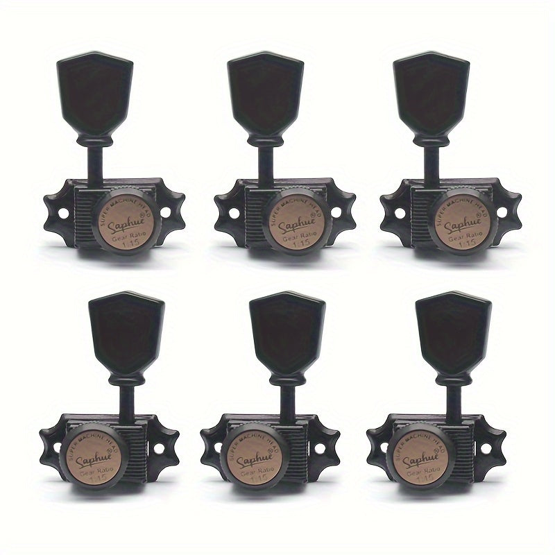 SAPHUE 3+3 Vintage Style Locking Guitar Machine Heads 1:15 Ratio Lock String Deluxe Tuning Key Pegs Tuners Set Replacement for Electric, Acoustic Or Folk Guitars