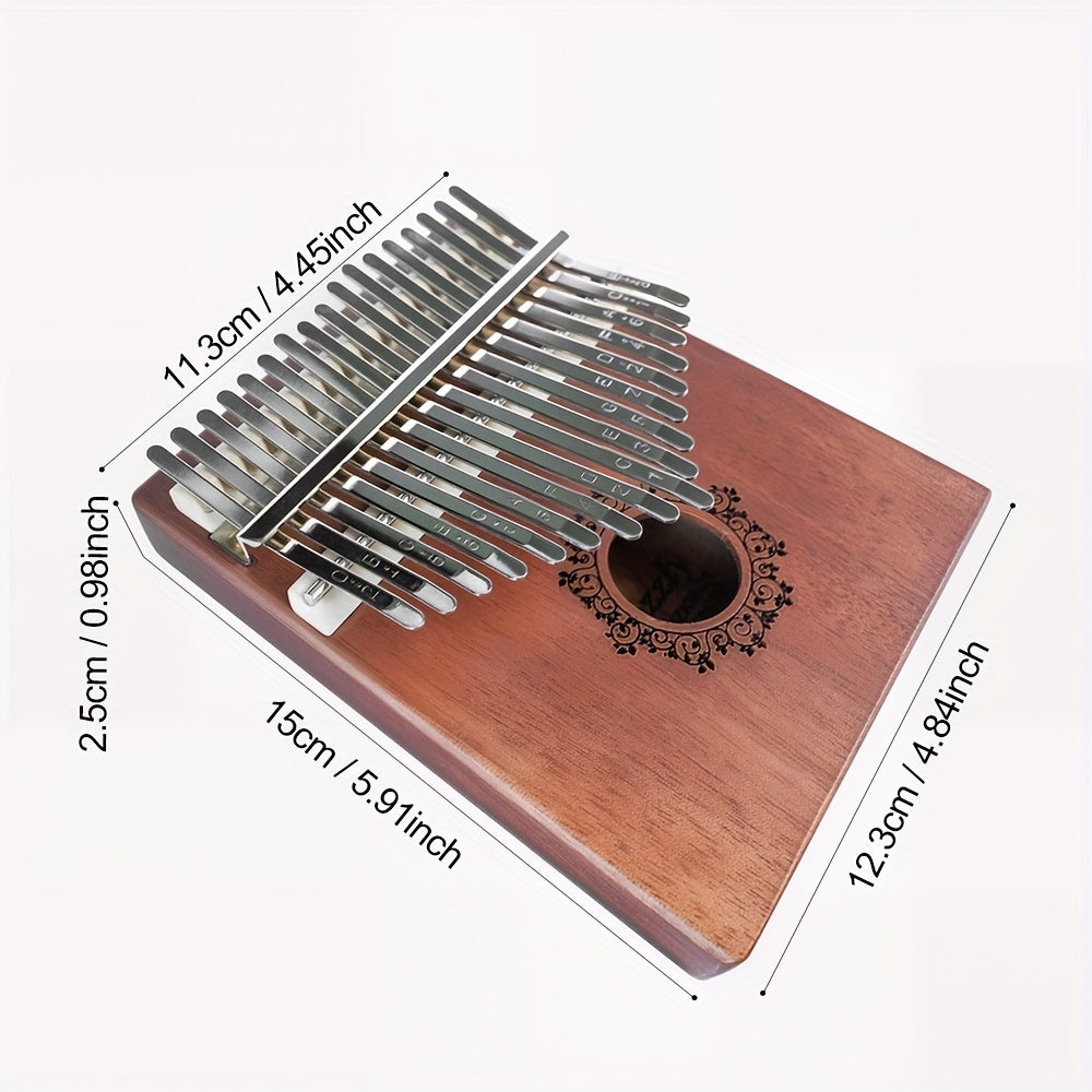 Portable 17 Key Thumb Piano, Finger Piano, Vintage Style Finger Piano With Learning Guide And Tuning Stick For Beginners