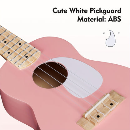 WINZZ TG-U2 21 Inch Soprano Ukulele Pack Bundle W/Free Lessons, Padded Bag, Tuner, Strap, Capo, 3*Picks