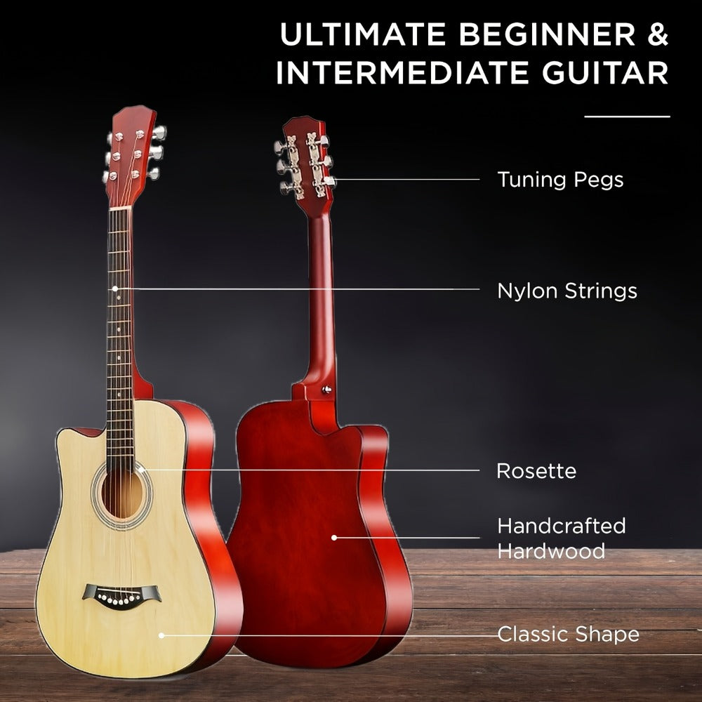 38-Inch Cutaway Acoustic Guitar Kit with Nylon Strings and Gig Bag