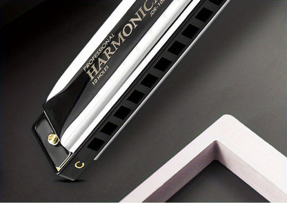 Blues Harmonica, Golden, Professional, Hole, C-Key for Blues Practice