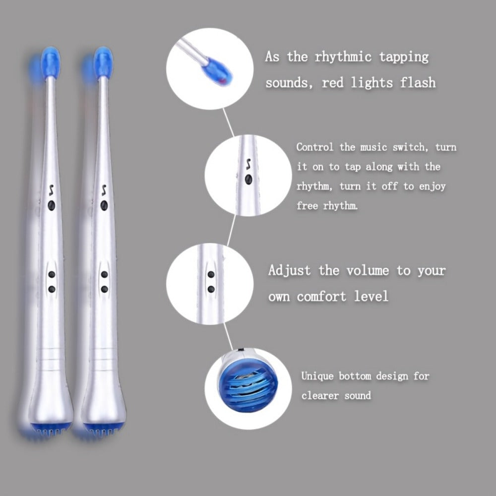 Electronic Air Drumsticks with Sound, LED Tips and Volume Control