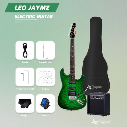 Electric Guitar shown in the Ocean Green option