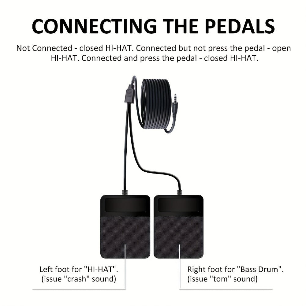 Electronic Drum Set, 9-Pads Roll-Up Electric Drum Pad Kit with Headphone Jack 10Hrs Playtime Built-In Speaker with Drumsticks Pedals, Xmas Birthday Gift for Adults, Student, Colorful detail image - detail view 7