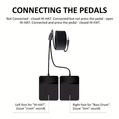 Electronic Drum Set, 9-Pads Roll-Up Electric Drum Pad Kit with Headphone Jack 10Hrs Playtime Built-In Speaker with Drumsticks Pedals, Xmas Birthday Gift for Adults, Student, Colorful detail image - detail view 7