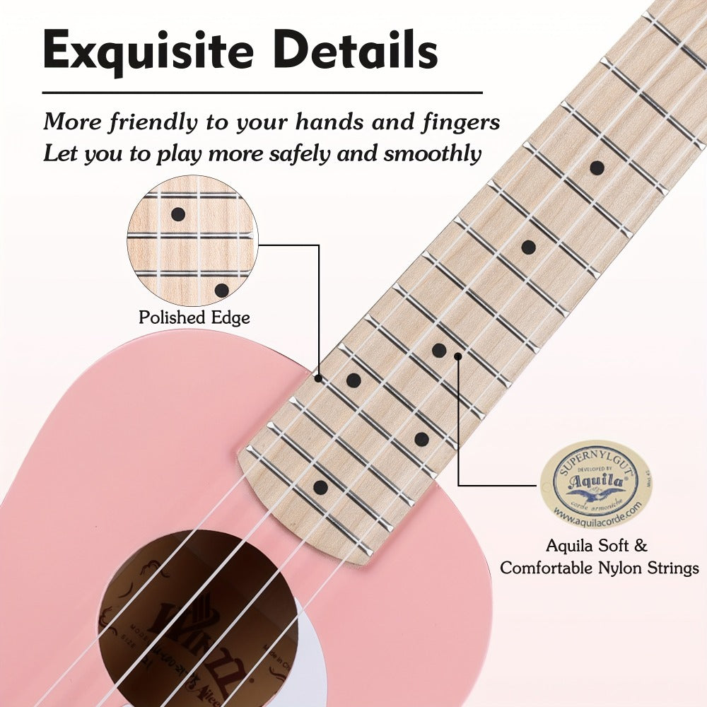 Soprano Ukulele, Portable, 21 Inch, WINZZ, TG-U2, Inch for Lessons and Practice