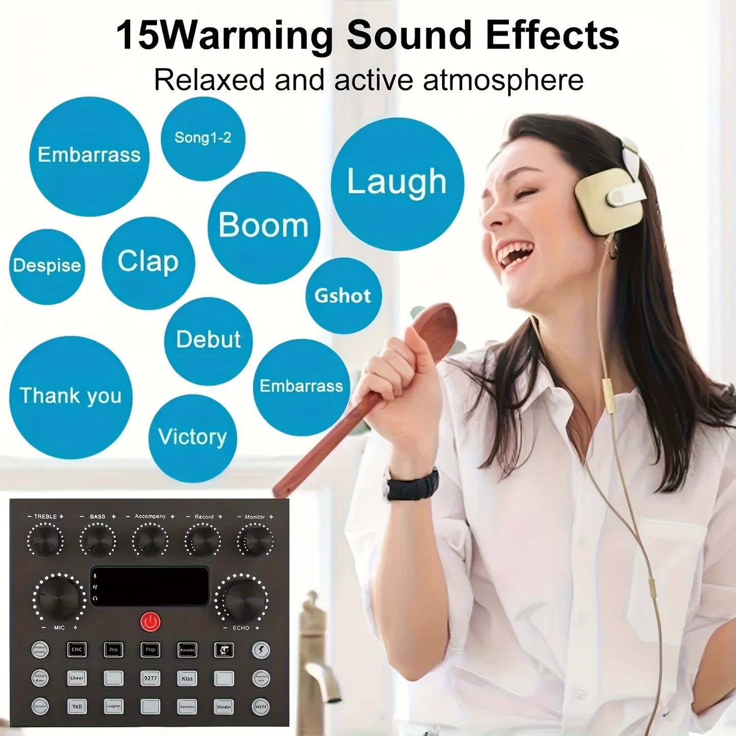Podcast Equipment Bundle, Live Sound Card with Dj Mixer Effects & Voice Changer, F998 Live Sound Card Audio Mixer with Studio Condenser Microphone, Perfect for Live Streaming, Podcasting, Gaming & DJ.