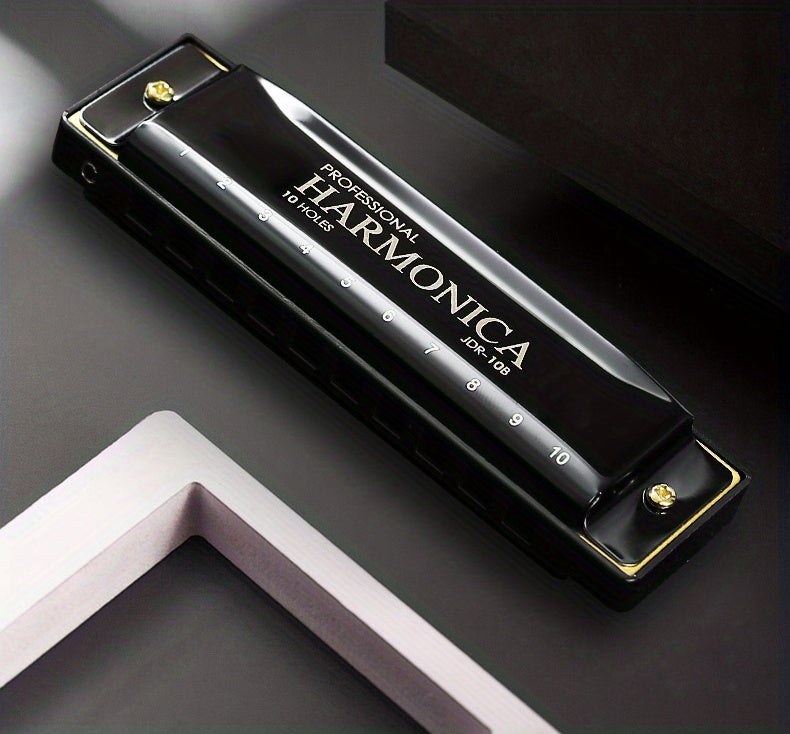Professional Blues Harmonica 10 Hole C-Key Blues Harmonica, Comes with Hard Box, Suitable As a Gift for Beginners, Students, Adults, And Professionals, Comes with a Sanrio Sticker