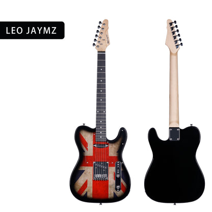 Leo Jaymz DTL Style Electric Guitar with Flag Sticker - High Gloss Mahogany Body And Hard Maple Neck - High Transparency Acrylic Pickguard
