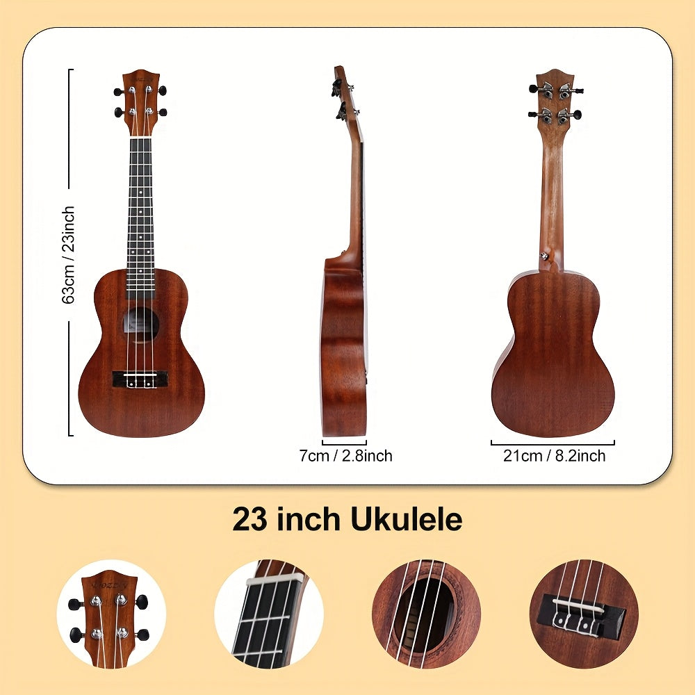 21", 23" Beginner Ukulele Kit, Guitar Instrument, Birthday Gift Comes with Bag, Picks, String Cloth, Strings And Tutorial Booklet