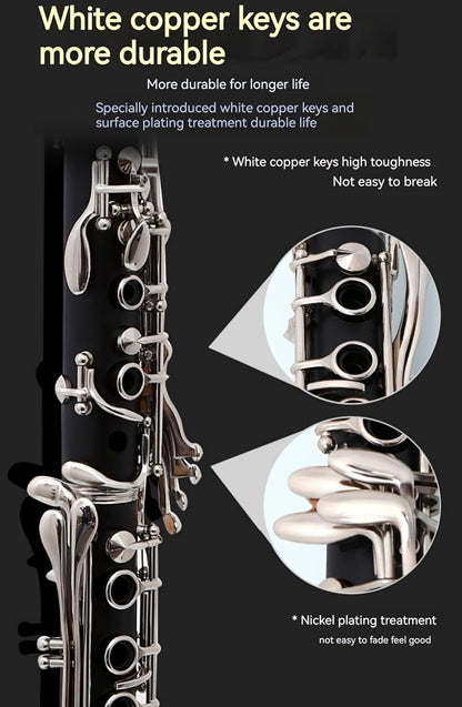 B-Flat Clarinet, HOGSN, 17-Key, Black for Lessons and Practice