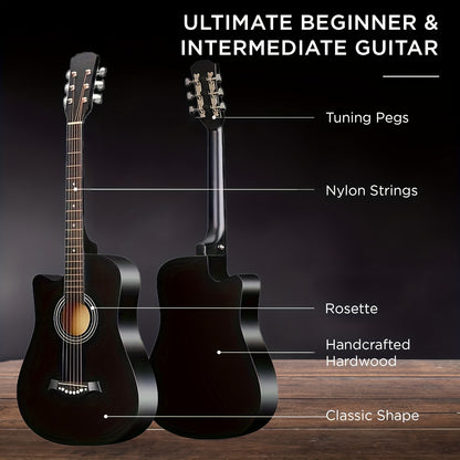 38 Inch Matte Acoustic Guitar - Suitable for Beginners And Adults, Perfect for Parties And Events, Comfortable to Play, Featuring Oak Panels And Abs Nuts, An Excellent Gift for Christmas/Halloween