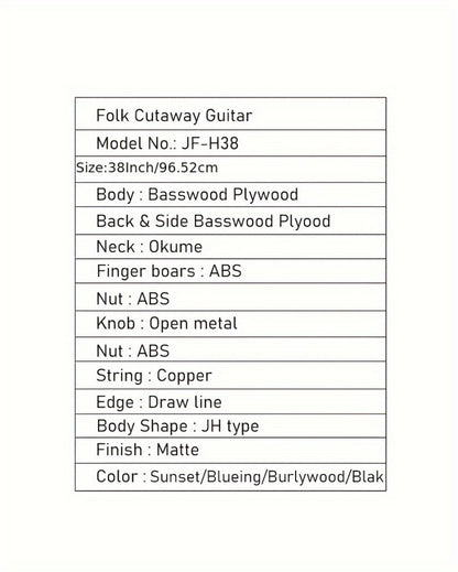 Guitar Pick Set, 38 Inches, 6 Pieces, Complete, Acoustic for Practice and Performance