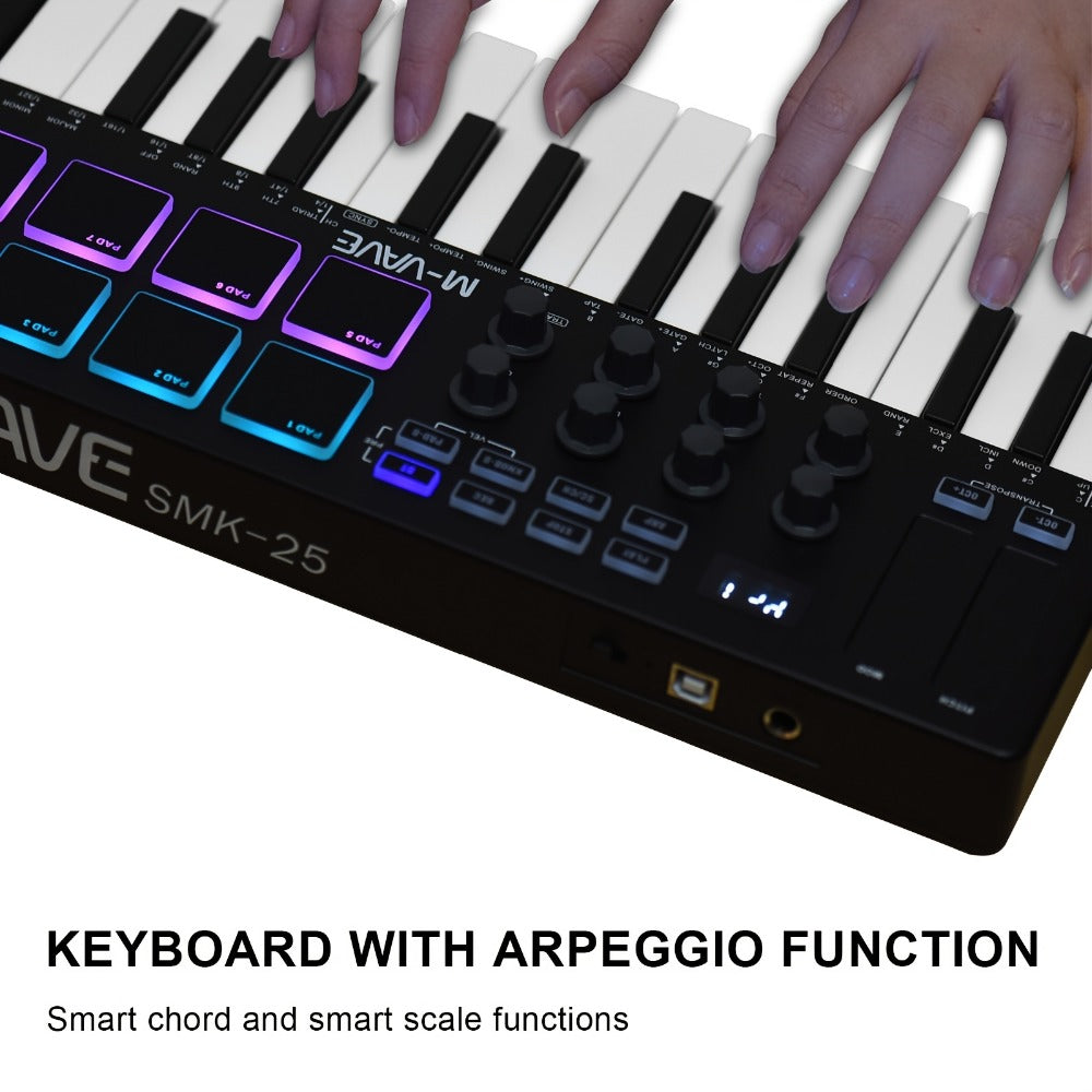MIDI Pad Controller, RGB, Wireless, M-VAVE, 25-Key, Keyboard for Music Production
