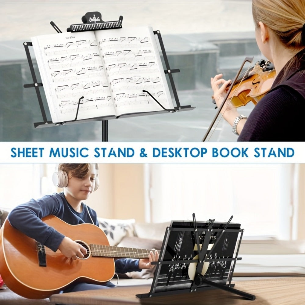 Folding Music Stand, Portable, Foldable, 2-in-1 for Holding Sheet Music For Lessons