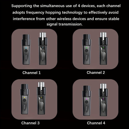 XLR Wireless Microphone System, 2. 4Ghz, Rechargeable Wireless Mic Adapter for Mixing, Dynamic, and Live Broadcasting, USB-C Charging, 0. 1W-0. 2W Power Output, No Charger Included, Live Broadcasting | Sleek Design | USB Charging, XLR Microphon