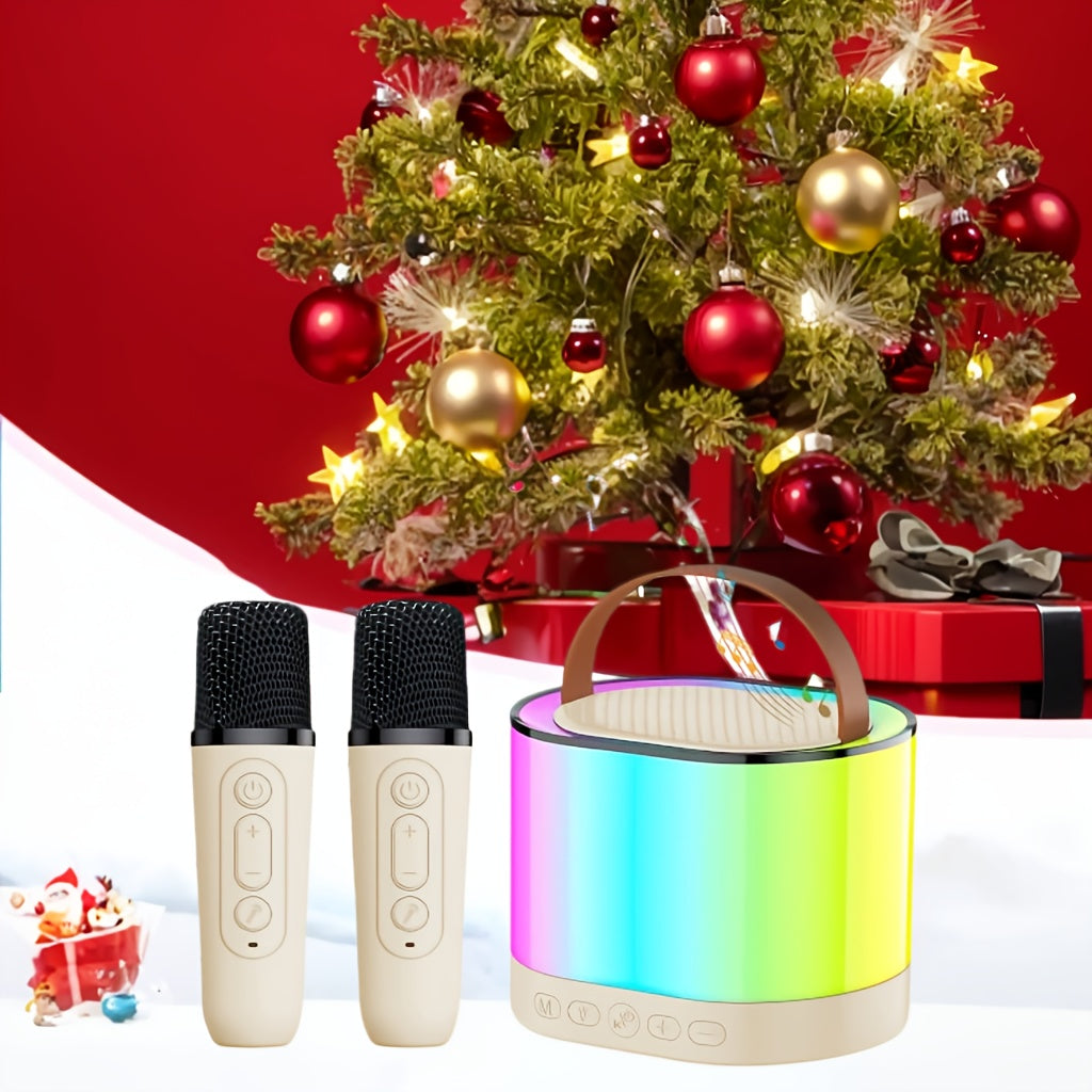 Wireless Speaker with Two Microphones, for Home Karaoke Machine, Portable Handheld Karaoke Microphone Speaker, Suitable for Home Parties, Birthday Parties, Family Gatherings, Christmas Gifts, New Year Gifts