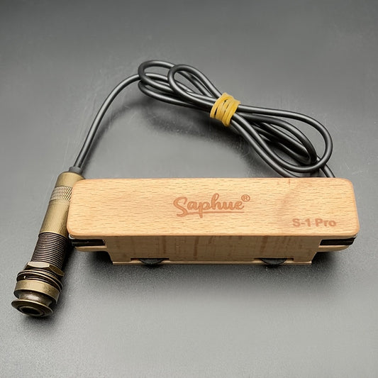 Saphue S1-Pro Professional Acoustic Guitar Pickup with Volume/Tone Control - Beech Wood Soundhole Magnet, Alnico V Magnet, 6.35mm Jack Output, Passive Sound System for Piezoelectric-like Performance, Compatible with Acoustic Guitars (No /Electronics