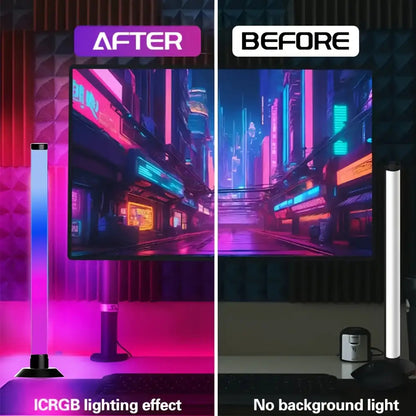 2pcs LED Light Bars for Room, IC+RGB with App+Remote Control, Dynamic Music Sync Mode, USB Powered, Wireless, Color Changing, Dimmable, Ideal for PC, TV Backlight, Music Classroom, Computer Desk