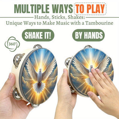 Handheld Tambourine, This, Adult, Dove for Rhythm Practice for Home Practice, Rehearsal