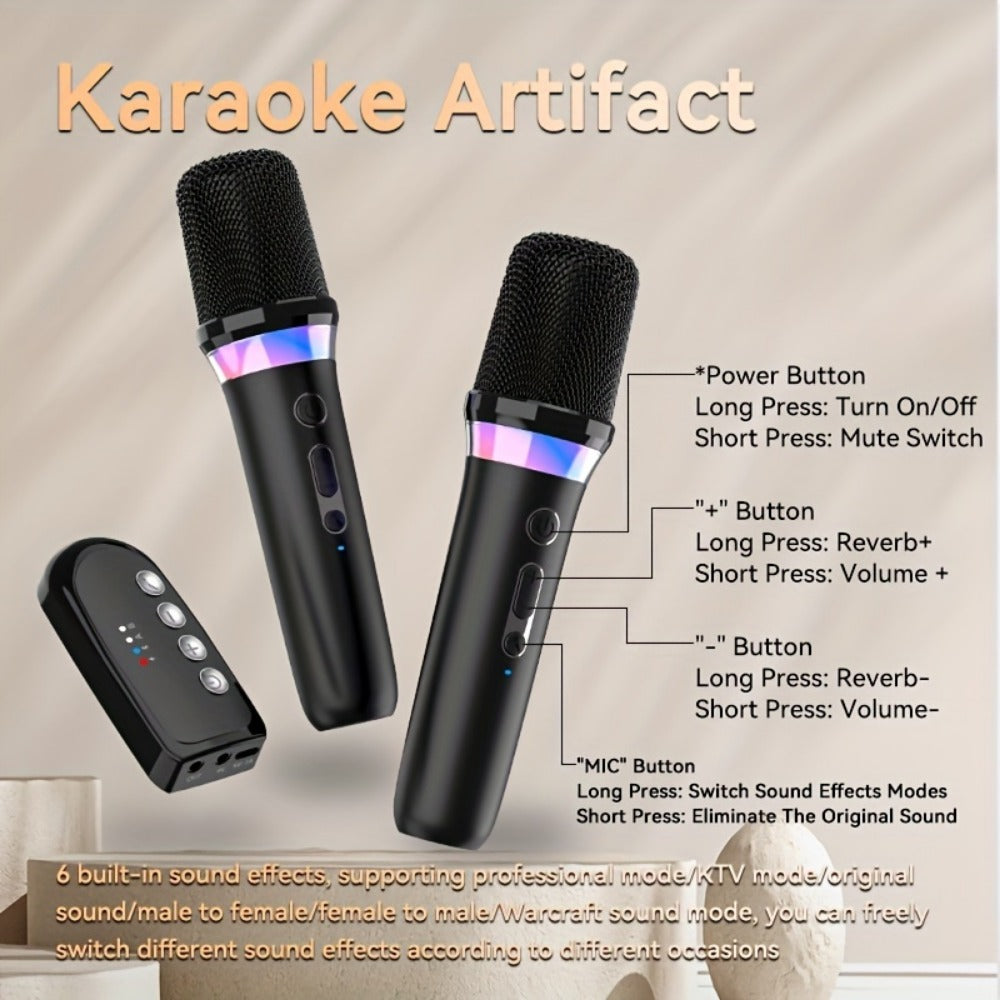 Portable Karaoke System, Stereo, RGB, Wireless, VAORLO, DS-K2, Machine for Parties