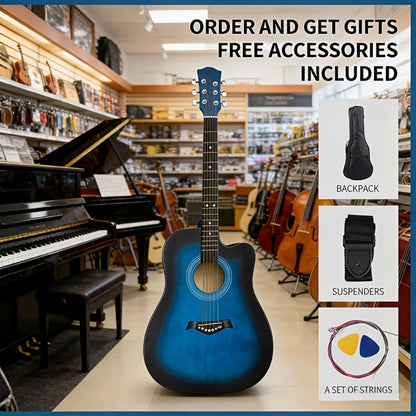Acoustic Guitar, Starter, Kit, 38-Inch for Lessons and Practice