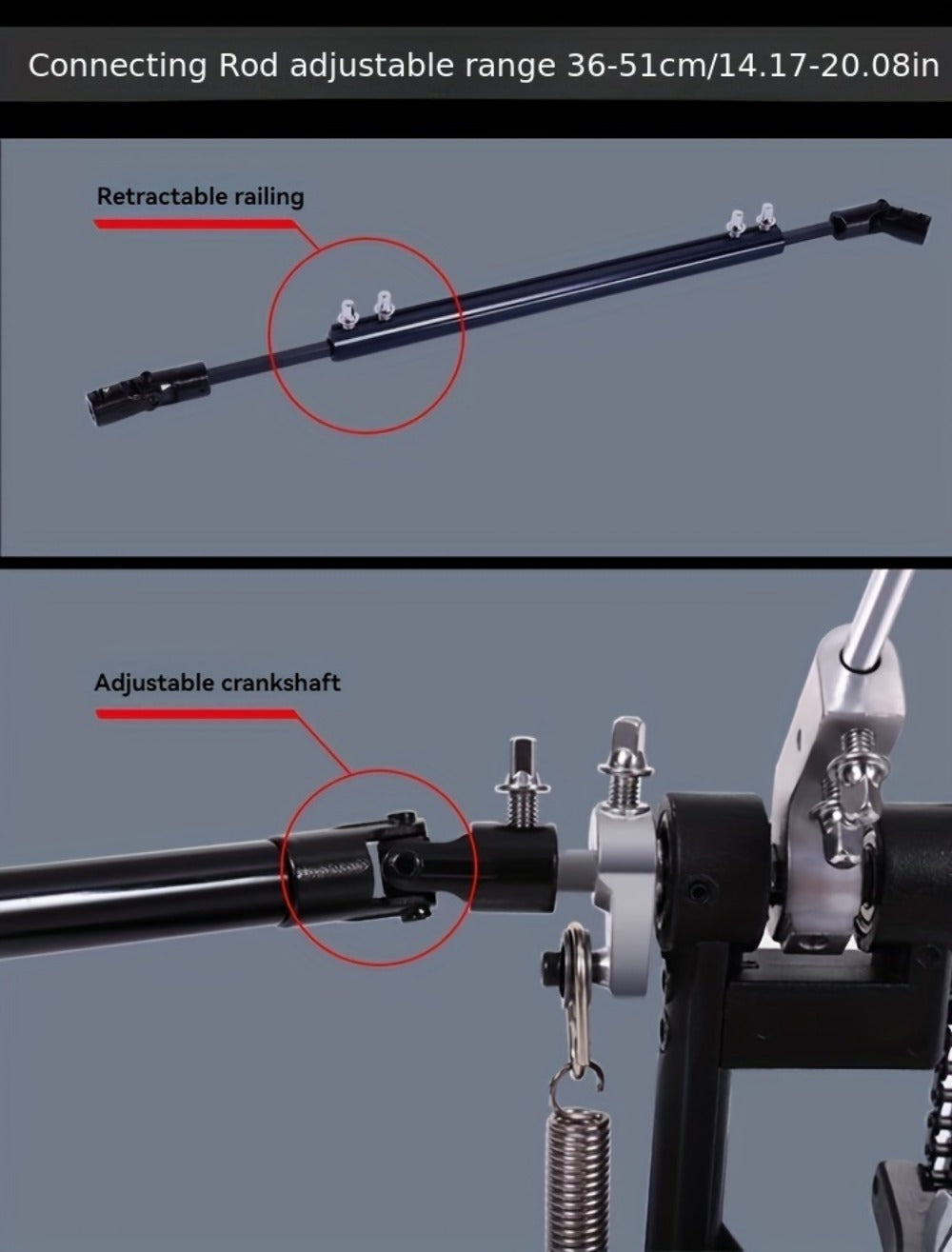 Bass Drum Pedal, Double, Pedals, Chain for Operating A Kick Drum Or Percussion