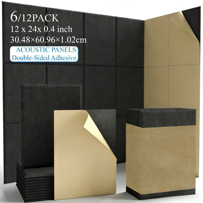6/12pcs Rectangular Soundproof Wall Panels, Removable High-density Bonded Soundproof Wall Panels, Non-destructive to Walls, Flame Retardant, Anti-oxidation And Non-fading, Freely Assembled, Essential for Apartments, Decoration for Rented Houses