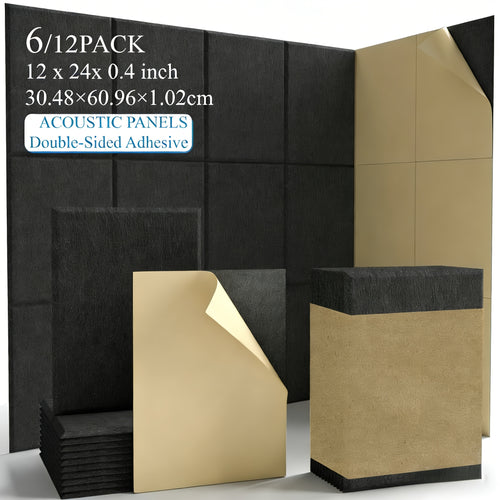 6/12pcs Rectangular Soundproof Wall Panels, Removable High-density Bonded Soundproof Wall Panels, Non-destructive to Walls, Flame Retardant, Anti-oxidation And Non-fading, Freely Assembled, Essential for Apartments, Decoration for Rented Houses