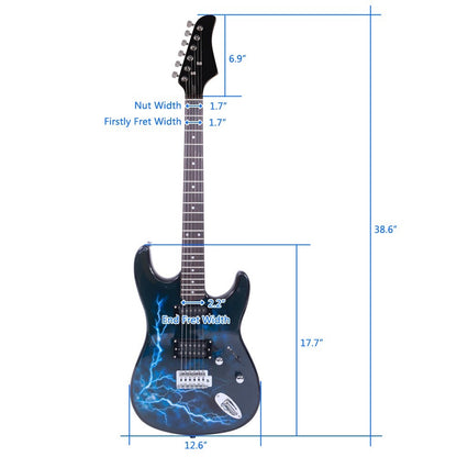 Electric Guitar, USB, 36V, Black, Dark, Blue for Lessons and Practice