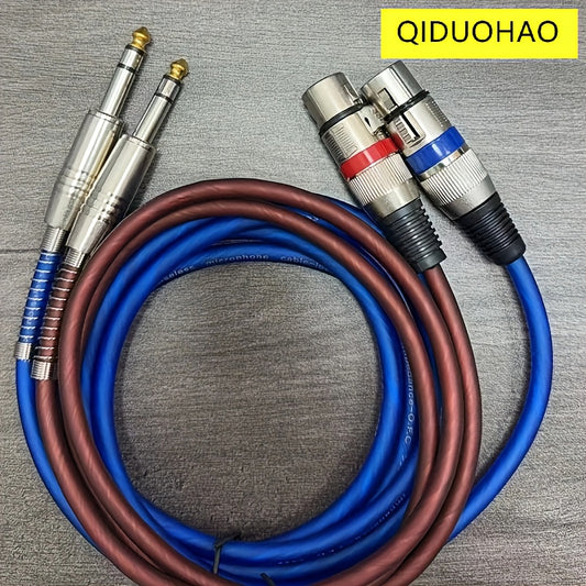 2-Pack High-Quality Blue-Brown 6.5mm to XLR Female Cable | Available in 3 Feet (1 Meter) and 10 Feet (3 Meters), Tinned Copper Core, Suitable for Microphone Mixers, Recording Studios, Stage Lighting