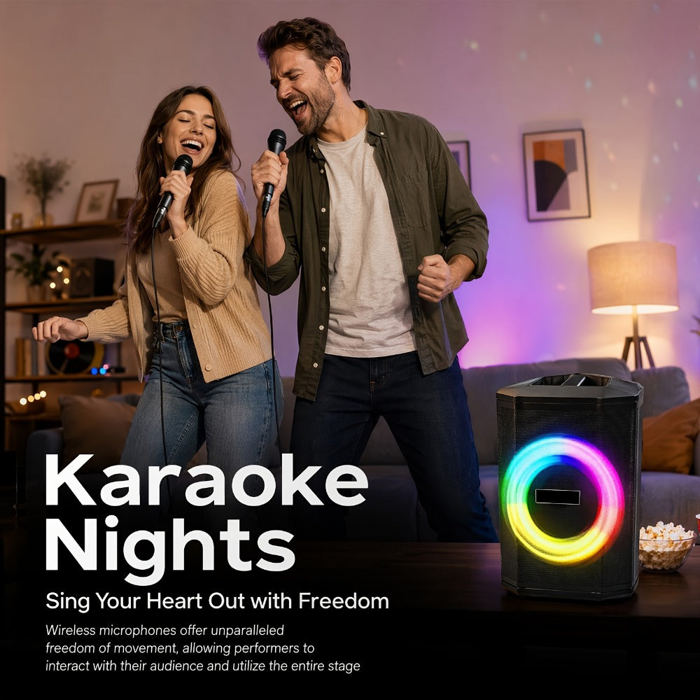 Portable PA Speaker, Sound Activated, Remote Control, Wireless for Parties and Karaoke
