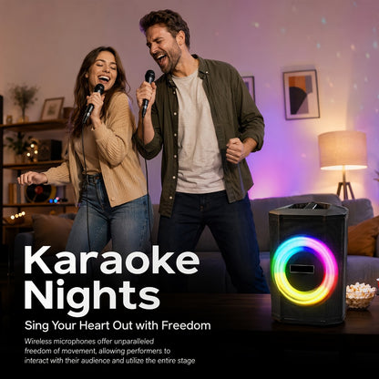 Portable PA Speaker, Sound Activated, Remote Control, Wireless for Parties and Karaoke