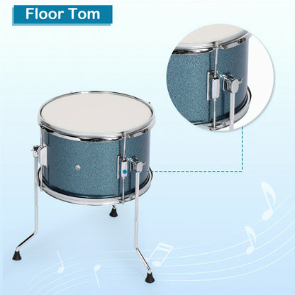 5-Piece Beginner Acoustic Drum Set with Stool, Pedal, Sticks and Wrench