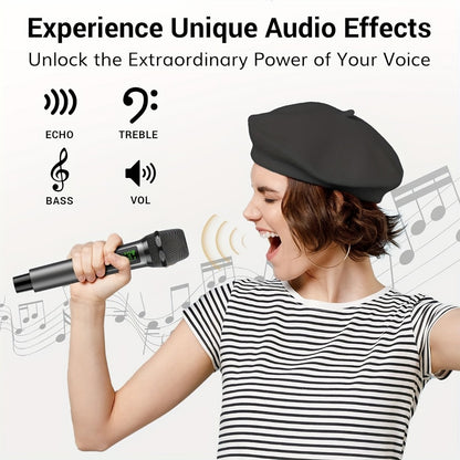 Portable PA Speaker, Dark Gray, Wireless, Dynamic, Dual, Microphones for Parties